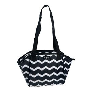 Thirty-One Lunch Break Thermal Bag Black White Chevron Insulated Tote Cooler Bag